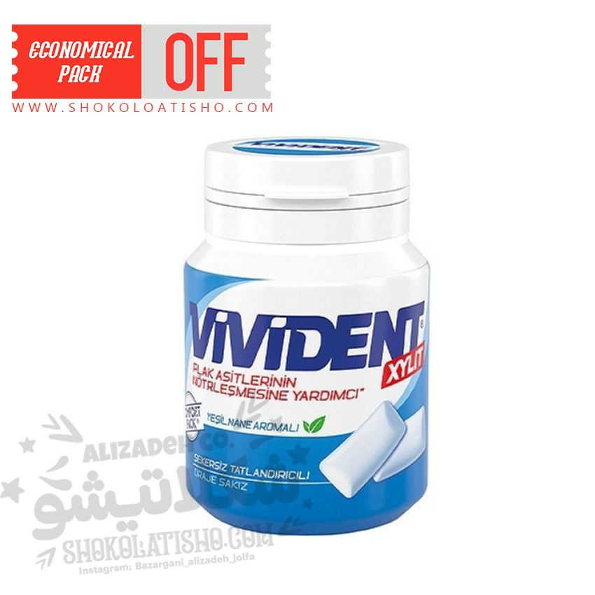 آدامس ویودنت بدون قند ضد پلاک دندان با طعم نعناع 67 گرم بشکه‌ای | خرید Vivident Sugar Free