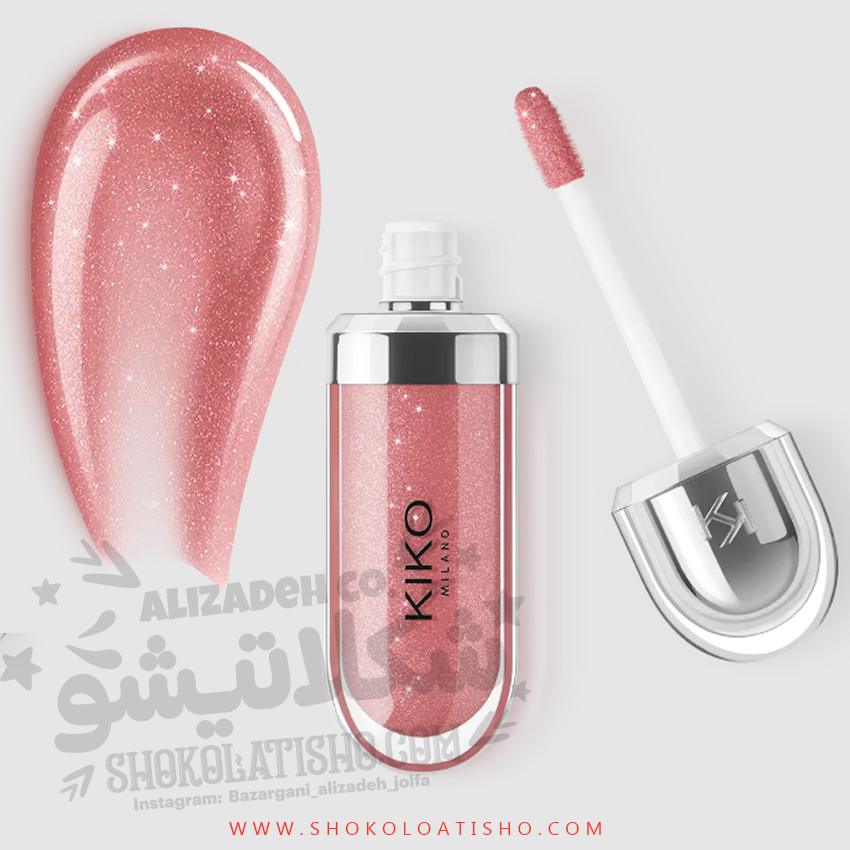 لیپ گلاس شاین دار و براق کیکو Kiko مدل 3D Hydra Gloss رنگ Pearly Natural Rose شماره 32