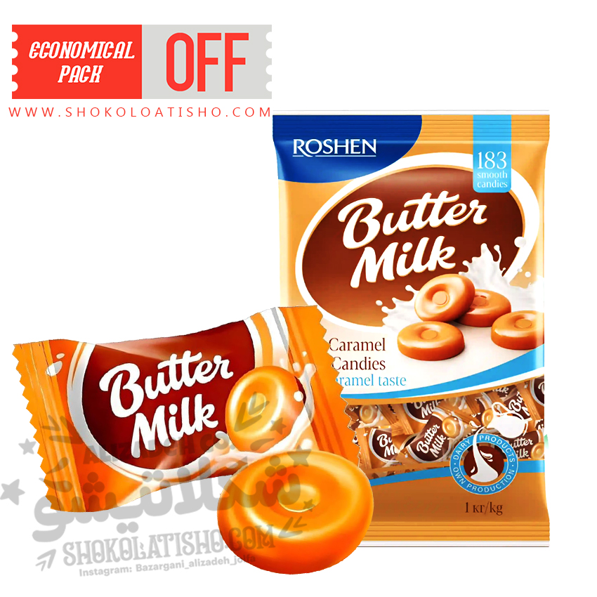 آبنبات باتر میلک روشن با کرم کارامل شیری Roshen Butter Milk